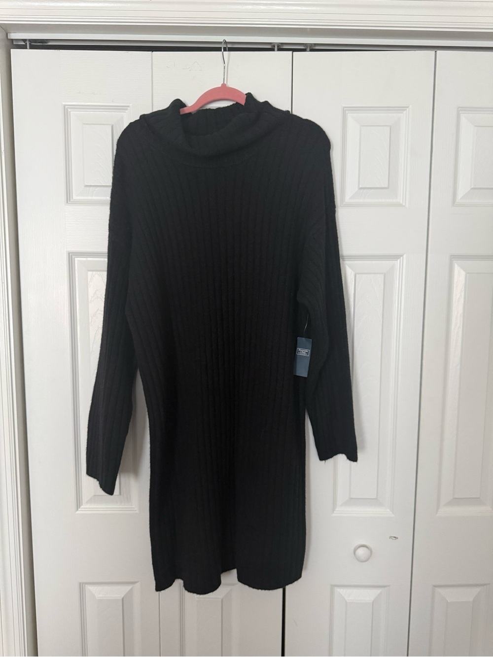 Abercrombie & Fitch Black Ribbed Knit Turtleneck Dress - Women's X-Large Tall